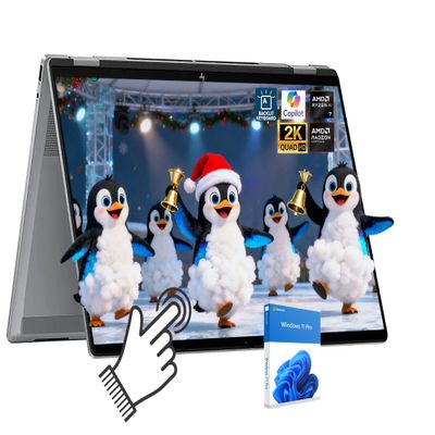 HP OmniBook X 2 in 1 Laptop Flip (Next Gen Envy x360), 16-Inch 2K Touchscreen AMD Ryzen AI 7 350 (> Intel i7-1355U), 24GB LPDDR5 2TB SSD, Win 11 PRO, AI Copilot+ PC +BWE Accessories