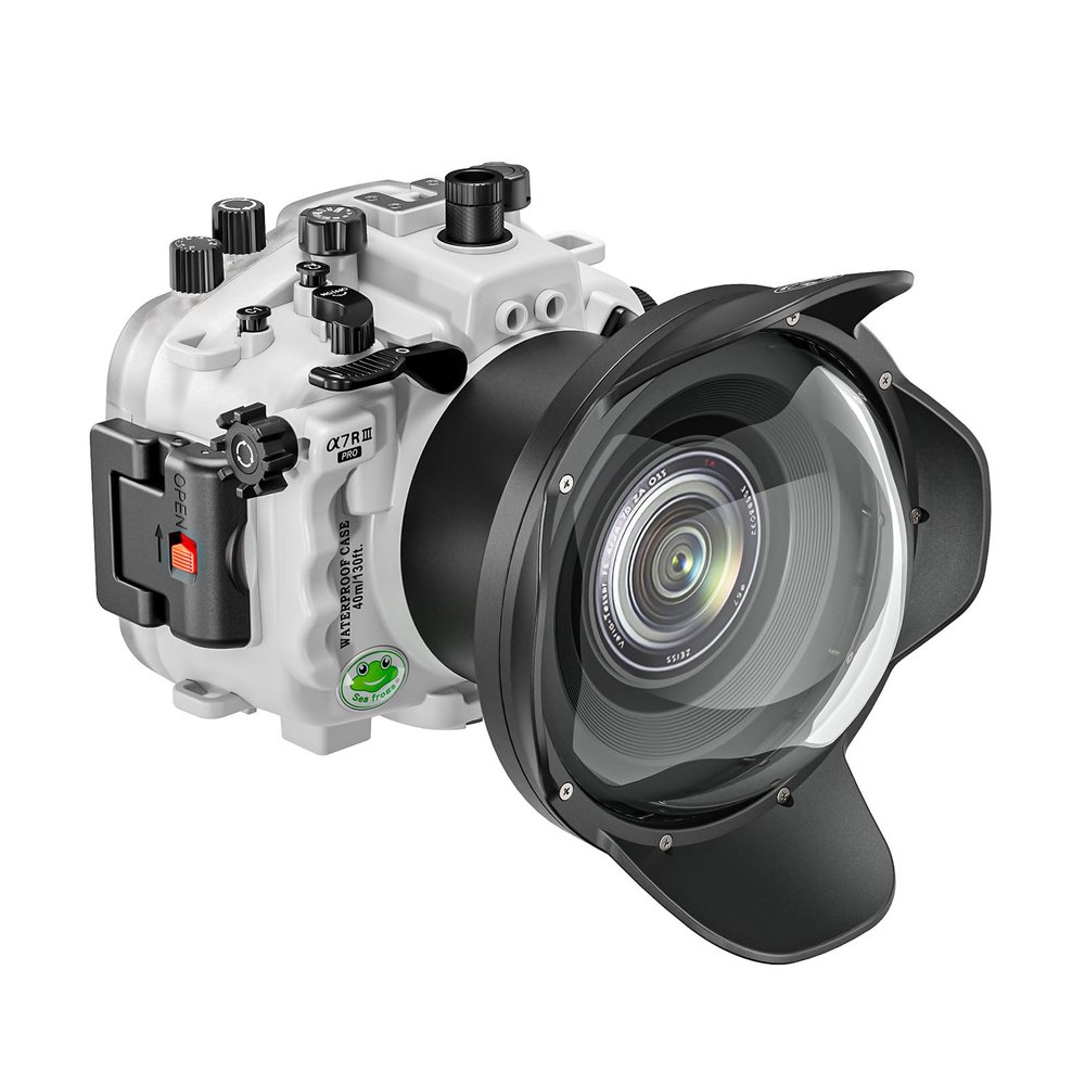 YaelHelens Professional Waterproof Camera Housing Case Compatible with Sony A7iii A7riii, 40M/130FT Depth Underwater Protection (White, Dome Port)