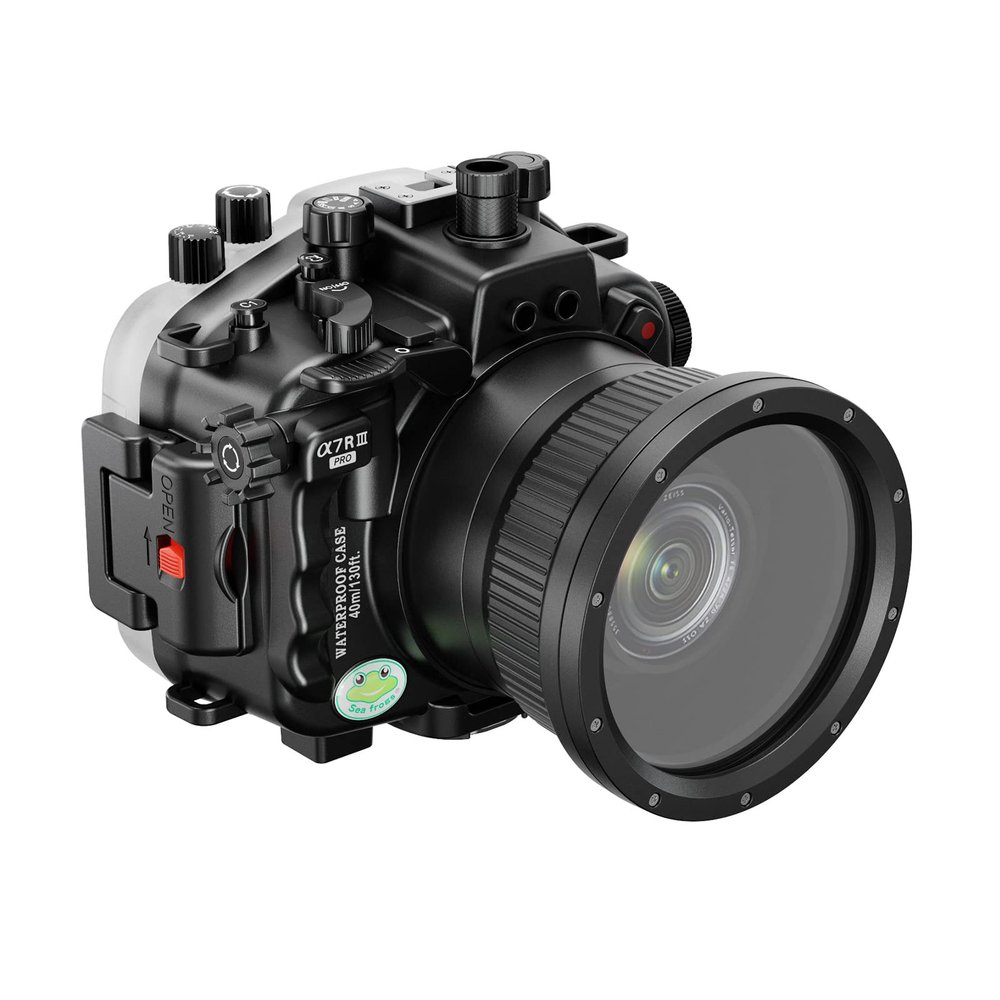 YaelHelens Professional Waterproof Camera Housing Case Compatible with Sony A7iii A7riii, 40M/130FT Depth Underwater Protection (Black, Standard Port)