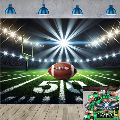 Football Stadium Night Backdrop Bowl Night Spotlight Football Field Photography Background Adults Kids Baby Shower Sport Birthday Party Decorations Banner Photo Props (7x5FT)