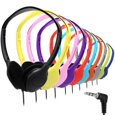 Yunsailing 10 Pack Over Ear Wired Headphones Bulk for School Classroom Student, Adjustable Headband with 3.5mm Jack, Lightweight Design Earphones for Classroom Learning and Testing (Multicolor)