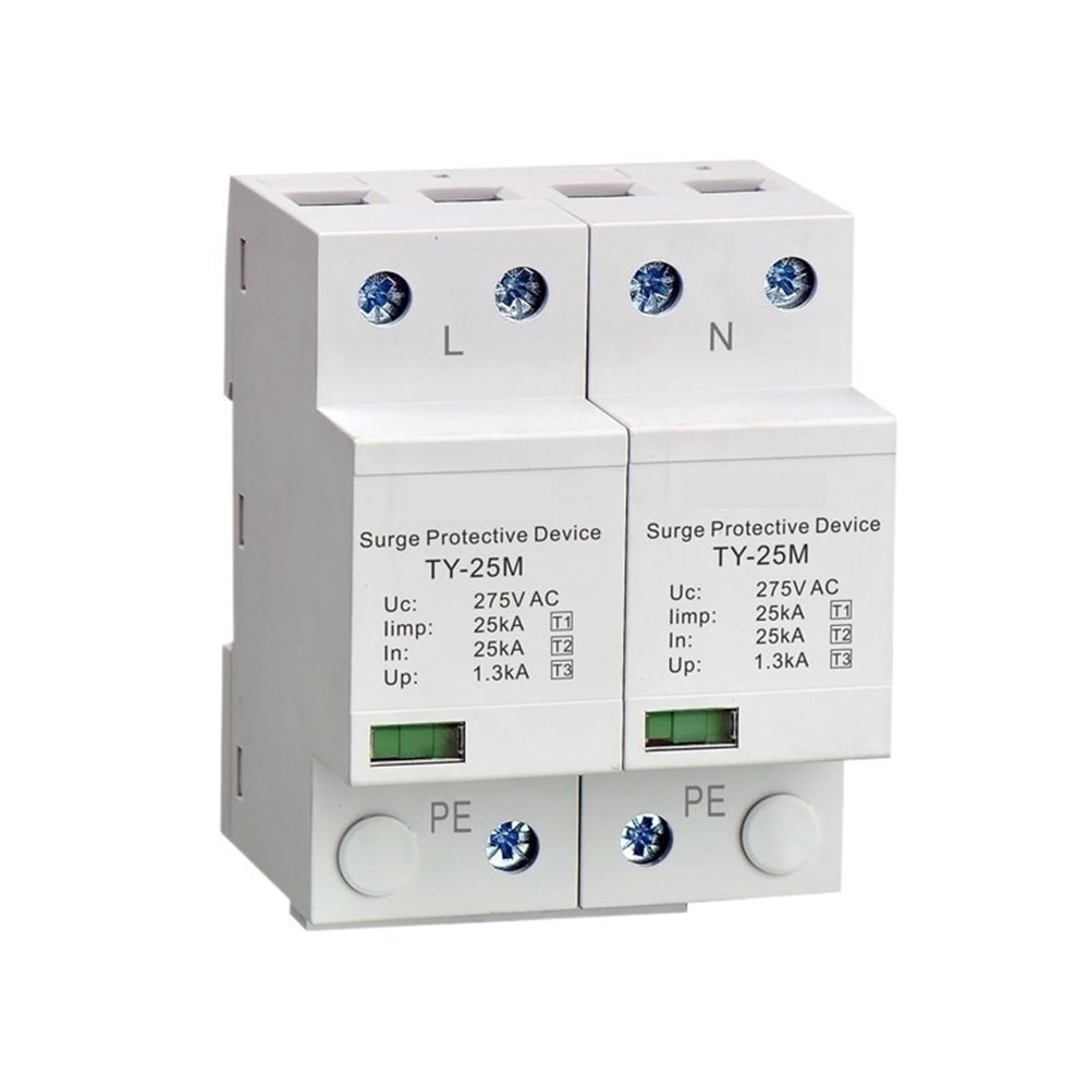 YUANFANNN Surge Protective Device TUV AC 25kA Surge Protector TY-25M 2P Lightning Arrester SPD