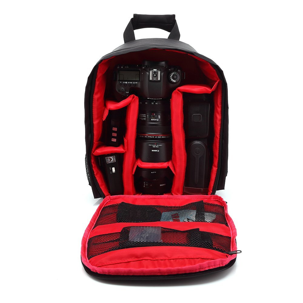 Akozon DSLR Digital Camera Video Backpack Bag (Red)