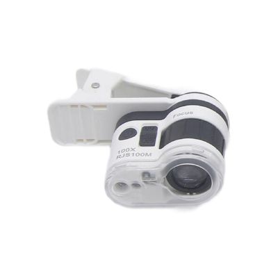 Professional Microscope with 100 Times Zoom Double Light Type ABS Device for Outdoor Educational Activity Mobile Microscope Clip for Smartphones