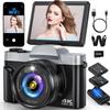 4K Digital Camera with WiFi 64MP Autofocus Vlogging Camera Compact Travel Cameras for Photography, 3" 180 Flip Screen 16X Zoom Flash Anti-Shake, Point and Shoot Camera for Beginner, Easy to Use view 1