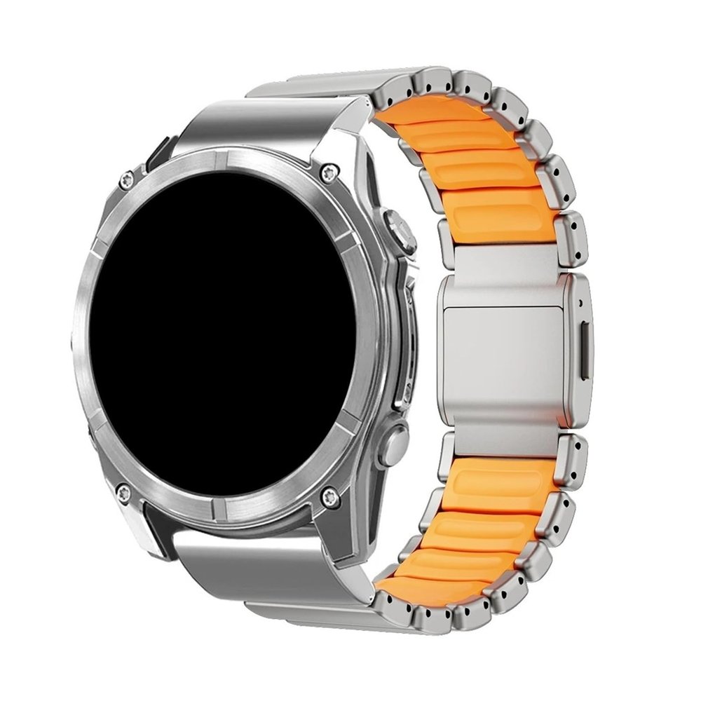 26mm Titanium Band for Garmin Enduro 3 2 Fenix 8 7X Pro 51mm 6X Bracelet for Garmin Tactix 7 7Pro Metal Silicone Watchband Accessories(Titanium orange,26mm(Fenix 8 51mm))