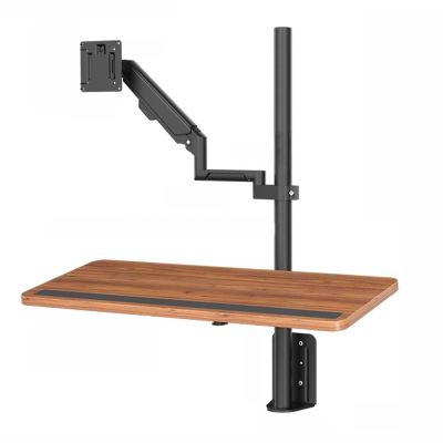 XILYZMO Sit Stand Workstation Wall Mount Stand, with Keyboard Tray Cable Management TV Mount, Single-Screen Pneumatic Arm Universal Rack Rotating(B)