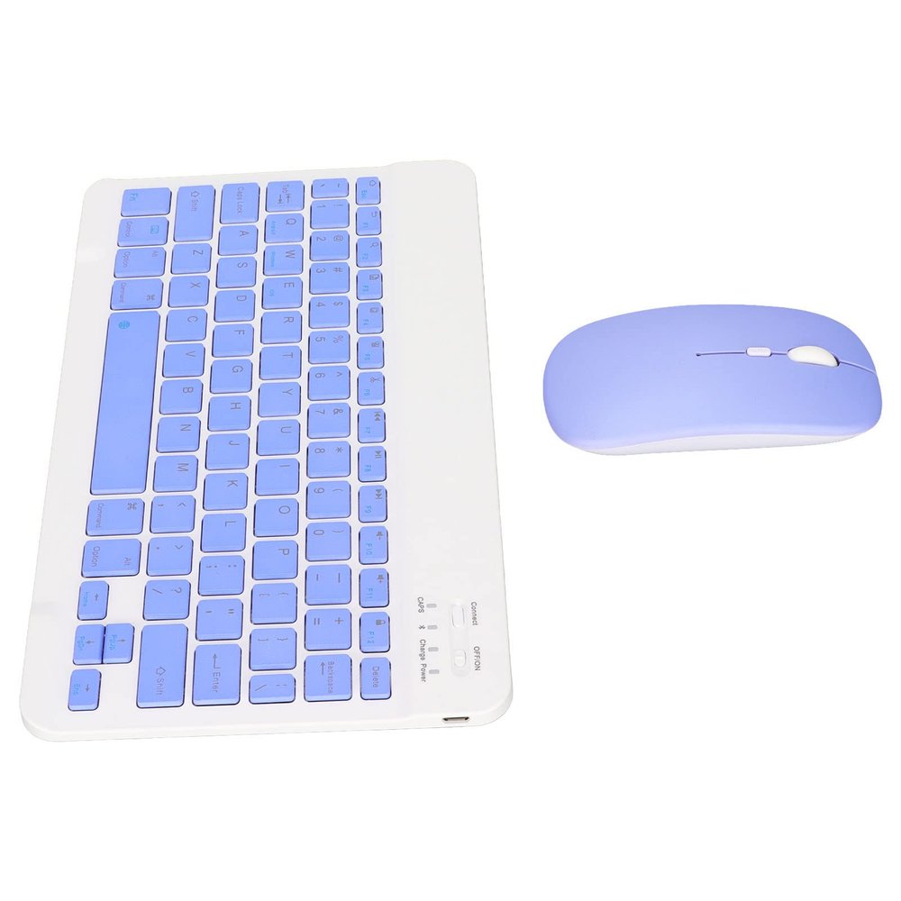 10 Inch Keyboard Set, Composite Keys with USB Charging Ultra Thin Quiet Wireless and Mouse, 4D Adjustable DPI, for Cellphone Laptop Tablet (Purple)