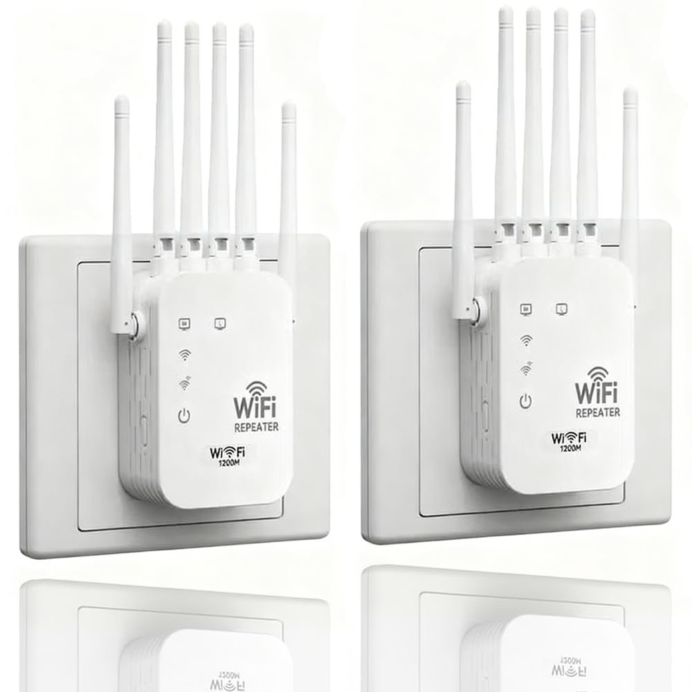 1200M WiFi Extender 6-Antenna Strong Signal, Directional WiFi Antenna Signal Booster and Amplifier, Wireless Repeater Extender with Ethernet Port for PC, Outdoor Coverage, Enhanced Network Range(2pcs)
