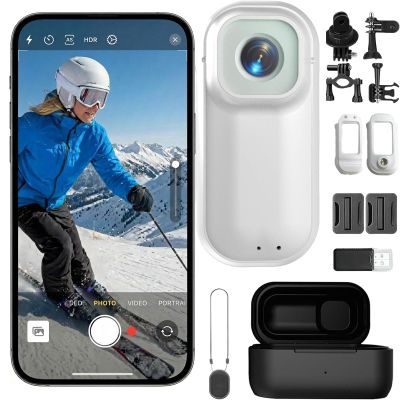 2026 Upgraded 4K POV HD Waterproof Capture Camera, POV Camera 4K Pro, 256GB New Ultra Wide Angle Wearable Body Adventure Action Cameras with Charging Case, for Outdoors Activities (White,256G)