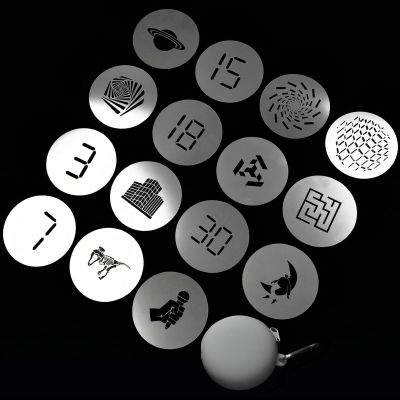 15Pcs Round Gobos Kit for Optical Snoot,66mm/2.6in Metal Plate Patterns Compatible with Godox BFP/BP-SE/OT1/OT1 Pro/Westcott,Custom Gobos Number 3,7,15,18,30 for Birthday Tiktok Funny Photography