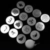 15Pcs Round Gobos Kit for Optical Snoot,66mm/2.6in Metal Plate Patterns Compatible with Godox BFP/BP-SE/OT1/OT1 Pro/Westcott,Custom Gobos Number 3,7,15,18,30 for Birthday Tiktok Funny Photography view 1