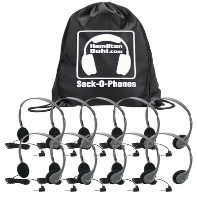 Casafoyer Sack-O-Phones, 10 HA2 Personal Headsets, Foam Ear Cushions in a Carry Bag - (Pack of 2)