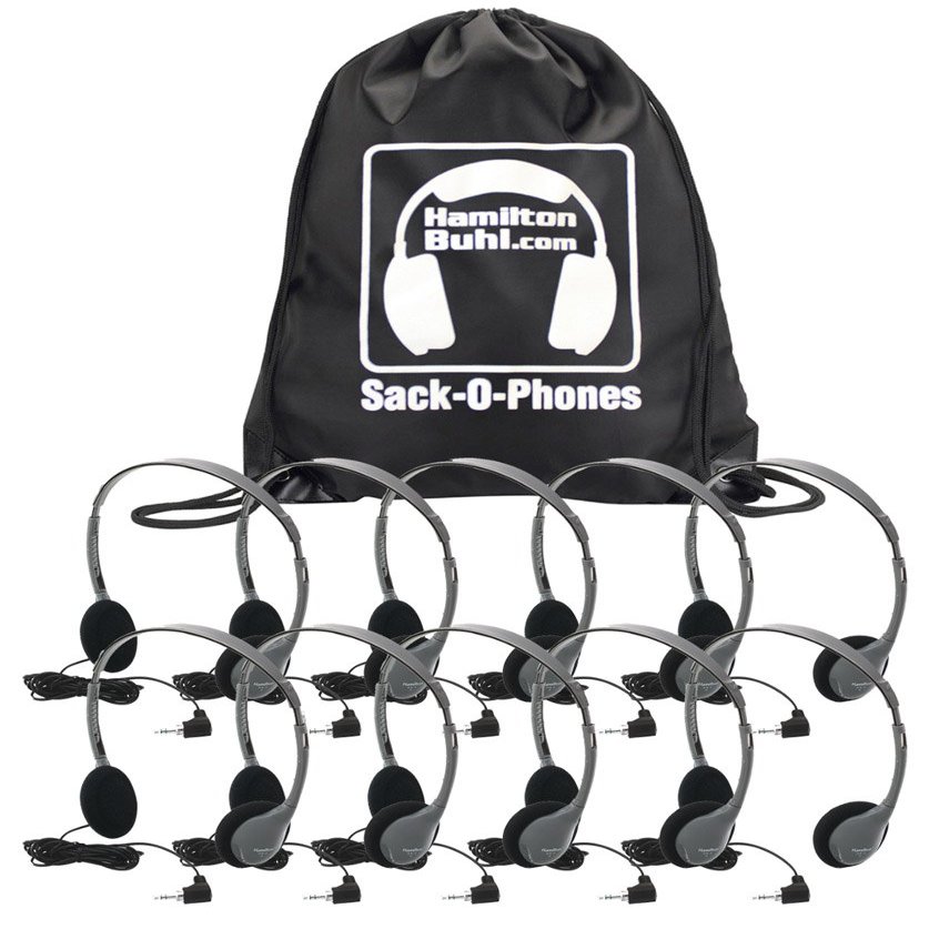 Casafoyer Sack-O-Phones, 10 HA2 Personal Headsets, Foam Ear Cushions in a Carry Bag - (Pack of 2)