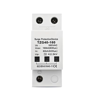 AC SPD 1P 120KA 160KA 200KA Surge Protective Device 385V High Current Din Rail T2 Telecommunication TZG40-160(120KA)