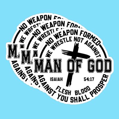 (3PCS) Man of God Sticker, Isaiah 54:17 Christian Faith Inspirational Bible Verse Jesus Waterproof Vinyl Sticker Decals for Books Laptops Phone Water Bottles Tumbler Cup Kindle 3x3 Inch