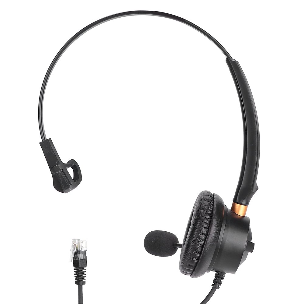 Hulex Supplies Telephone Headset with Microphone, Business Headphone for Call Center Office, HD Audio Sound with Noise Cancellation, Rotatable Head Card 330 and Swing Arm Mic, Comfortable