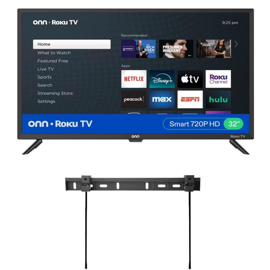 ONN 32-inch Roku Smart TV LED + Free Wall Mount with Wi-Fi Connectivity and Mobile App | Flat Screen TV Compatible with Apple Home Kit | Alexa and Google Assistant(Renewed)