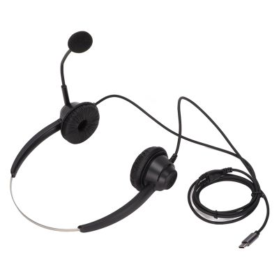 KunEchevyr H360 Type C Binaural Business Headset, Double Sided Office Headset with Noise Cancelling Mic, Comfortable Ear Cushions for Call Center Online Course Conference Call, Plug