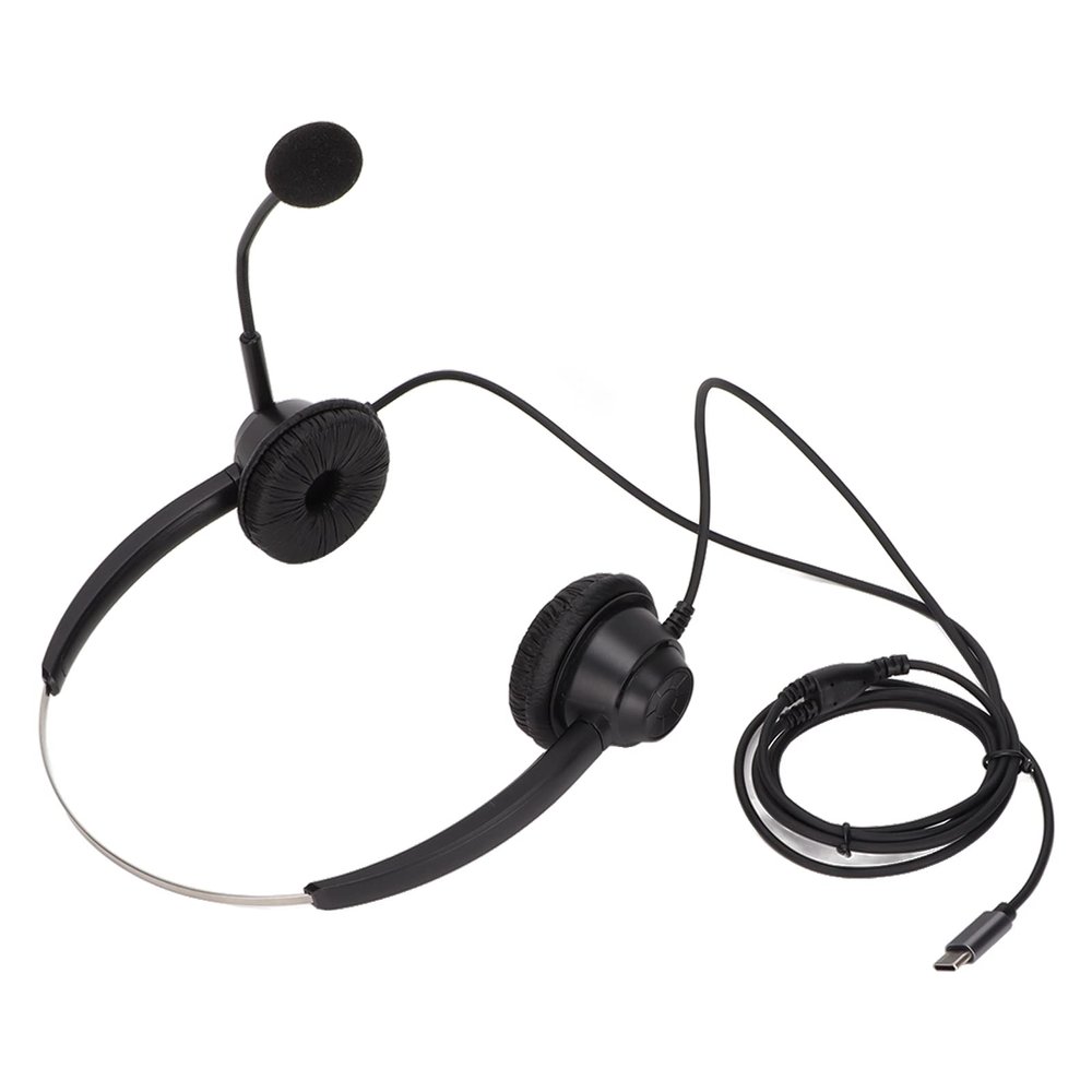 KunEchevyr H360 Type C Binaural Business Headset, Double Sided Office Headset with Noise Cancelling Mic, Comfortable Ear Cushions for Call Center Online Course Conference Call, Plug