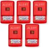 ELHSR-AL Pack of 5 Horn Strobes, Red; Alert Lettering, Clear Lens; LED Technology; Indoor; Wall Mounting; 15/30/75/110/135/185 cd; 86 dBA Sound Level; 24V; Mounting Plate Included view 1
