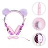 NOLITOY Over-Ear Headphones with Mic Rhinestone Glitter Furry Ball Design Volume Limit Safe Headset for Laptop Tablet Smartphone Use Random Color view 4