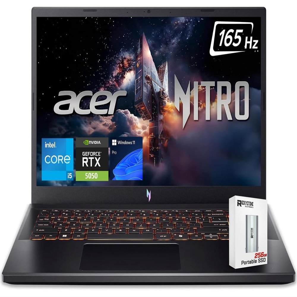 acer Nitro V 15 Gaming Laptop, 15.6" FHD 165Hz Display, 13th Intel 8-Core i5-13420H(>Intel i7-1260P), NVIDIA GeForce RTX 5050 8GB GDDR7 Graphics, Backlit KB, Win11 PRO, W/256GB PSD(32GB|2TB SSD)