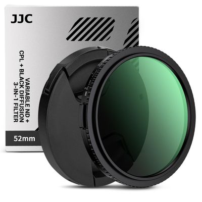 52mm 3in1Black Diffusion Mist Effect 1/4 & ND & CPL Filter,Variable ND2-32(Stop 1-5) Polarising Mist Soft Filter,Nitto True Color Circular Polarizing with 28-Layer Coating for Dynamic Scene Shooting