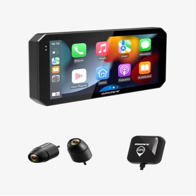 INNOVV N2 Motorcycle CarPlay & Android Auto, 6" Gloved Touch Screen GPS Navigation, 2K+2K Front & Rear Dash Cam, IP67 Waterproof, 24H Parking Mode, Bluetooth 5.2, 5.8G WiFi, OTA Update