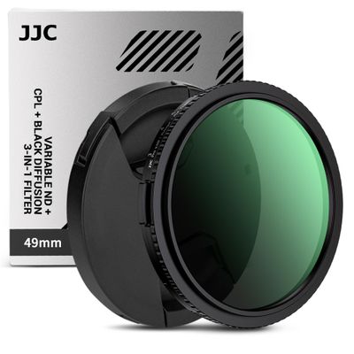 49mm 3in1 Black Diffusion Mist Effect 1/4 & ND & CPL Filter,Variable ND2-32(Stop 1-5) Polarising Mist Soft Filter,Nitto True Color Circular Polarizing with 28-Layer Coating for Dynamic Scene Shooting