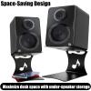 ELFULLY 2 Pack Desktop Speaker Stands with Vibration Absorption Pads, Metal Bookshelf Speaker Riser Pair Support Up to 15lbs Each, Desk Audio Stand, Studio Monitor Stand for Computer Speakers, Black view 3