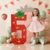 imprsv Strawberry Birthday Decorations, 3FT Berry Theme Marquee Number 5 view 1