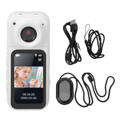 LICAEVEY Thumb Action Camera 1080P, Magnetic Wearable Camcorder with One Click Recording & 180 Rotation, Portable for Cycling Travel Pet Vlog (White)