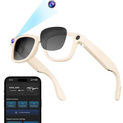 2026 AI Smart Glasses with Camera,8MP HD Video Recording Camera Glasses,Voice Control,Object Recognition,Real-Time Translation,Smart Sunglasses with Bluetooth Call,for Travel, Conferences & Vlogging