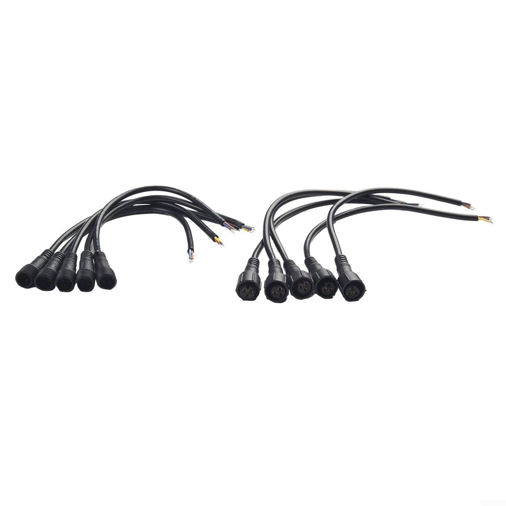 5 Pairs IP65 Waterproof 2/3-Pin 22AWG Wire LED Male and Female Cable Connector for DC 12V Surveillance Camera, 40cm Total Length per Pair(3PIN)