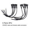 5 Pairs IP65 Waterproof 2/3-Pin 22AWG Wire LED Male and Female Cable Connector for DC 12V Surveillance Camera, 40cm Total Length per Pair(3PIN) view 4