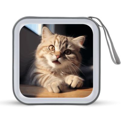 LOKLNEYK Cute Cat Paw DVD Case Large Storage Disc Wallet Bag Portable Zipper CD Case Holder CD Organizer Wallet 48 Capacity Hard Plastic DVD Cases for Car Home Travel