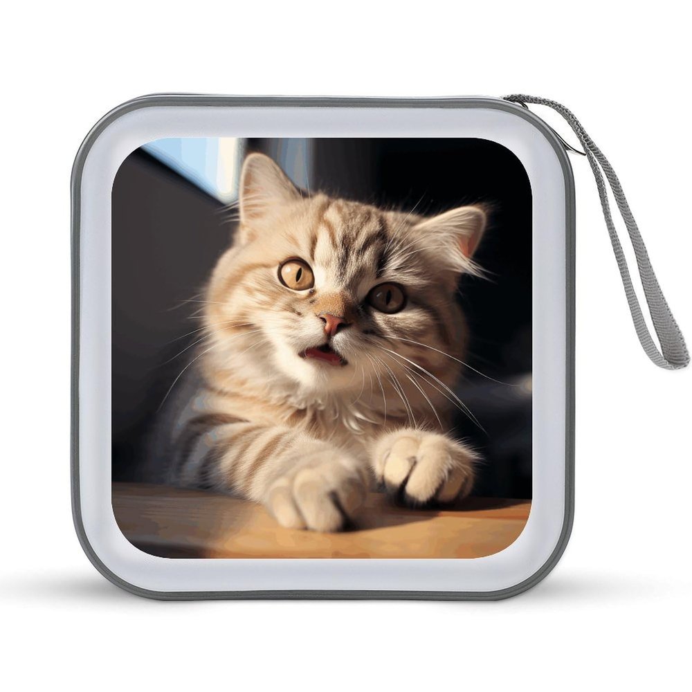LOKLNEYK Cute Cat Paw DVD Case Large Storage Disc Wallet Bag Portable Zipper CD Case Holder CD Organizer Wallet 48 Capacity Hard Plastic DVD Cases for Car Home Travel