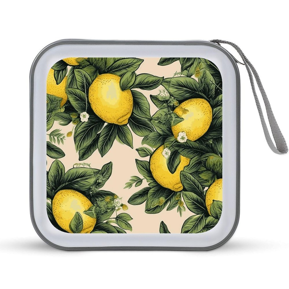 LOKLNEYK Lemon DVD Case Large Storage Disc Wallet Bag Portable Zipper CD Case Holder CD Organizer Wallet 48 Capacity Hard Plastic DVD Cases for Car Home Travel