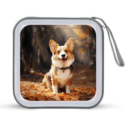 LOKLNEYK Corgi Dog DVD Case Large Storage Disc Wallet Bag Portable Zipper CD Case Holder CD Organizer Wallet 48 Capacity Hard Plastic DVD Cases for Car Home Travel