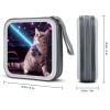 LOKLNEYK Space Laser Cat Novelty Cute Funny DVD Case Large Storage Disc Wallet Bag Portable Zipper CD Case Holder CD Organizer Wallet 48 Capacity Hard Plastic DVD Cases for Car Home Travel view 2
