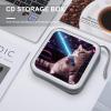 LOKLNEYK Space Laser Cat Novelty Cute Funny DVD Case Large Storage Disc Wallet Bag Portable Zipper CD Case Holder CD Organizer Wallet 48 Capacity Hard Plastic DVD Cases for Car Home Travel view 4