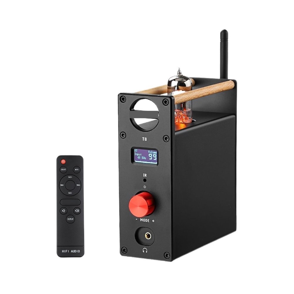 1pc T8 Audio Tube Amplifier Pre-Amplifier Decoder HiFi Preamp Headphone Amp USB DAC Optical Coaxial Input