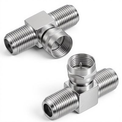 2 Pack 2 in 1 Out F Type Rg6 Male to Dual F Female 3 Way Cable Connector Adapter Coaxial Cable Splitter Tv Splitters Antenna Coax for Satellite Satellitetuner Zinc Alloy Aerial Coax Splitter