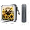 LOKLNEYK Sloth Sunflower DVD Case Large Storage Disc Wallet Bag Portable Zipper CD Case Holder CD Organizer Wallet 48 Capacity Hard Plastic DVD Cases for Car Home Travel view 2