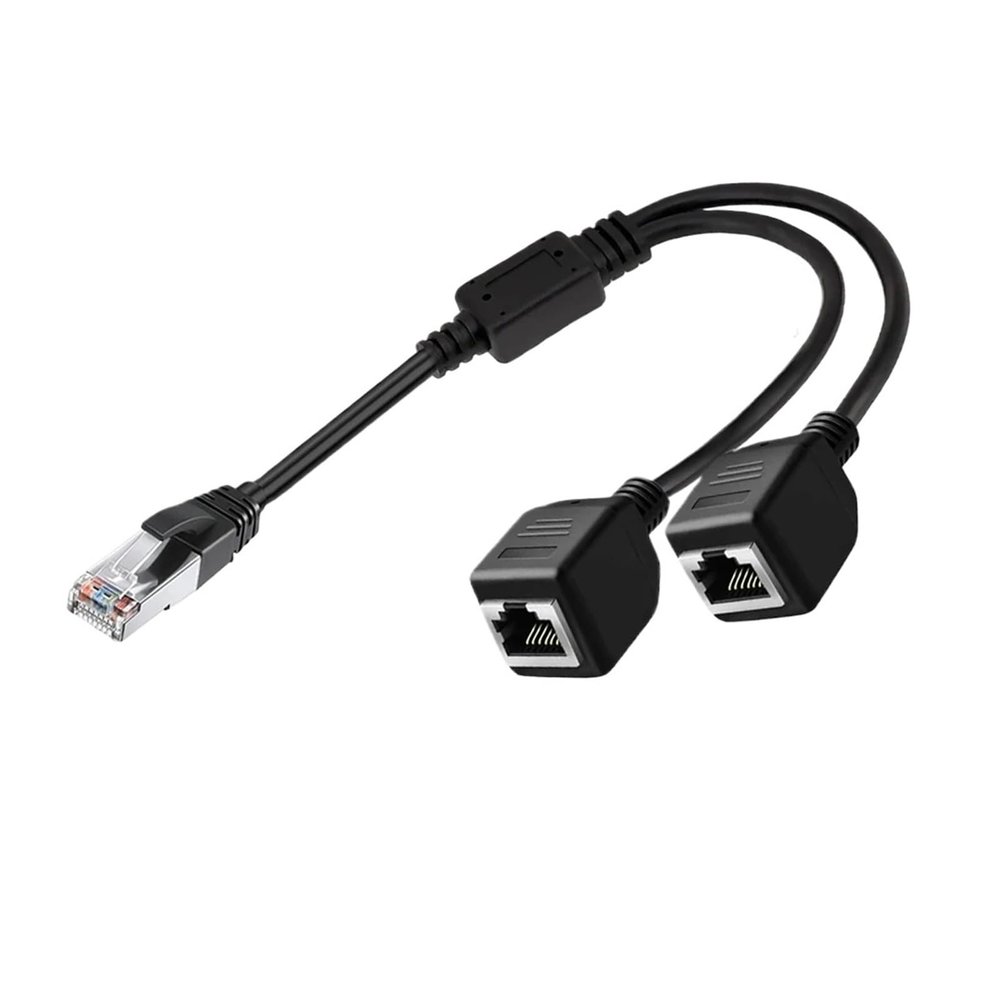 1 Male to 2 Female 2-Way RJ45 Ports Ethernet Network Splitter Adapter 1 to 2 Female Connectors Extended LAN Dual Ports
