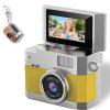 Upgrade Mini Digital Camera with 1.47 in LCD Screen, with 180 Flip Screen, Video Mode & Beauty Filters, Flip-Screen Retro CCD Portable Mini Keychain Digital Camera (32G,Yellow) view 1