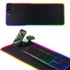 HomeBeyond RGB Gaming Mouse Pad, Wireless Charging Mouse Mat Fast Charging for Phones Earbuds & Apple Watch, 15 Dynamic Lighting Modes, 31.5''x11.8'' Large Keyboard Pad with Magnetic Phone Holder view 1