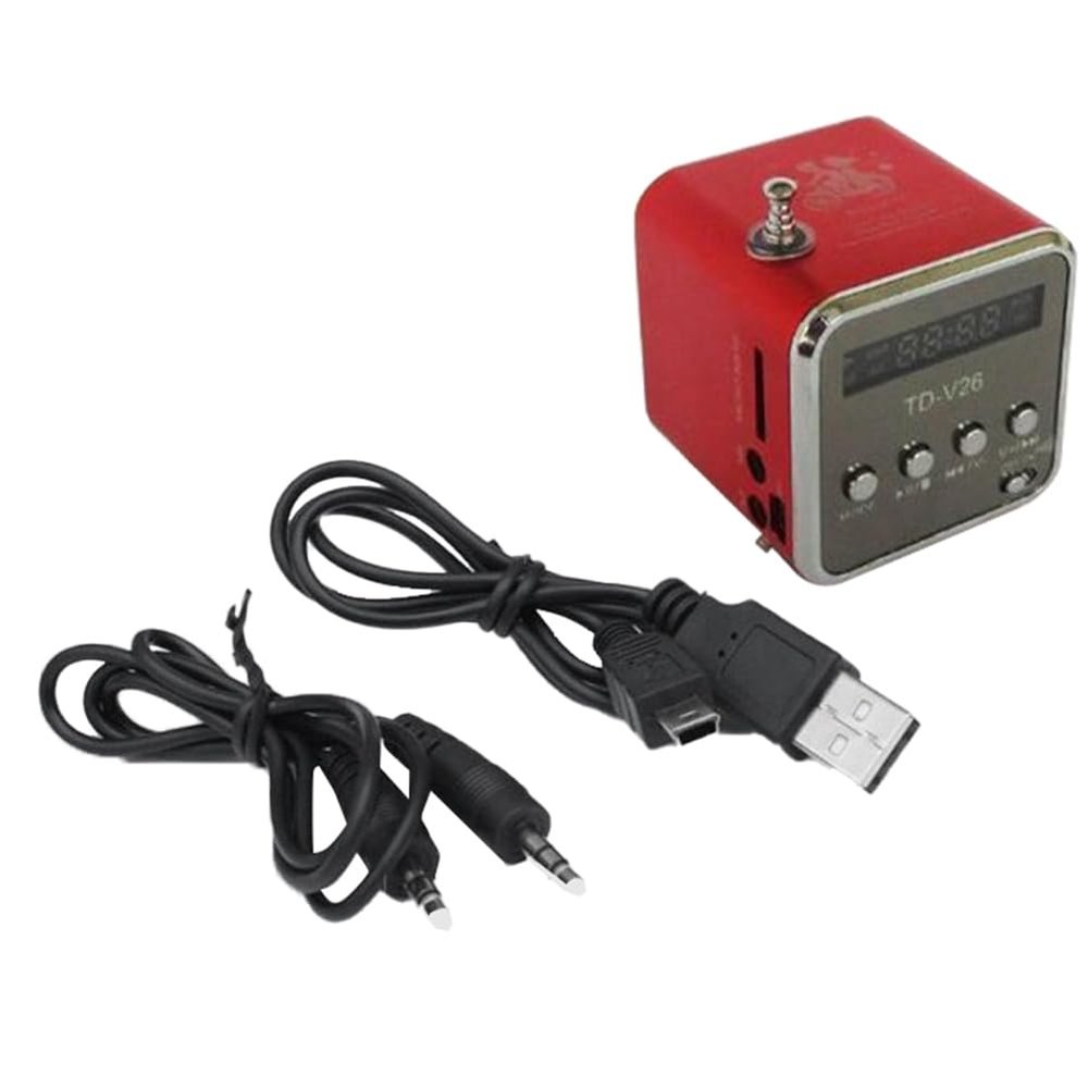 MARALANG TD-V26 Digital Portable Mini Fm Radio Receiver LED Loudspeaker Wireless Speaker MP3 Support SD/TF Card Red