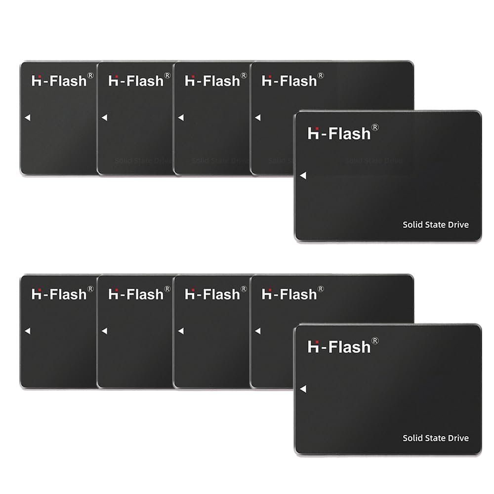 H-Flash 120GB SSD 10 Pack, 2.5'' SSD SATA III 6 Gb/s Internal Solid State Drive Up to 550 MB/s 3D TLC Cache for Laptop and PC Desktop Performance Boost (120GBx10, 2.5 inch)